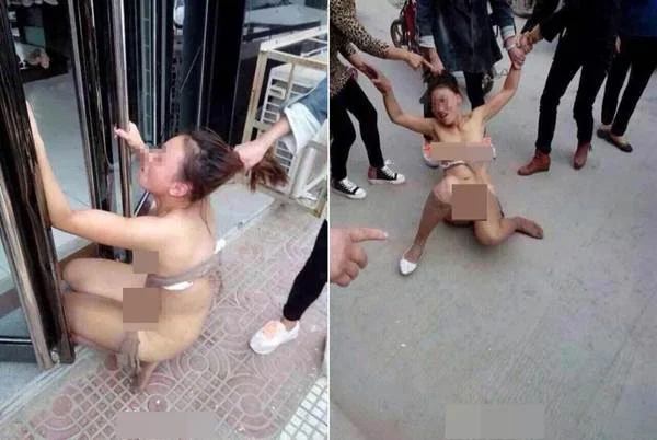 Sốc: Gái trẻ bị đánh ghen túi bụi, lột sạch giữa phố