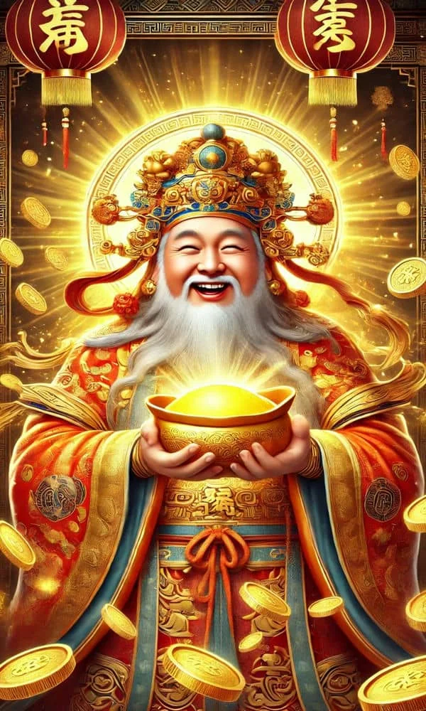 Hình nền thân tài cầm vàng 2
