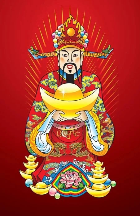 Thần tài vẽ phong cách hoạt hình thu hút tài lộc