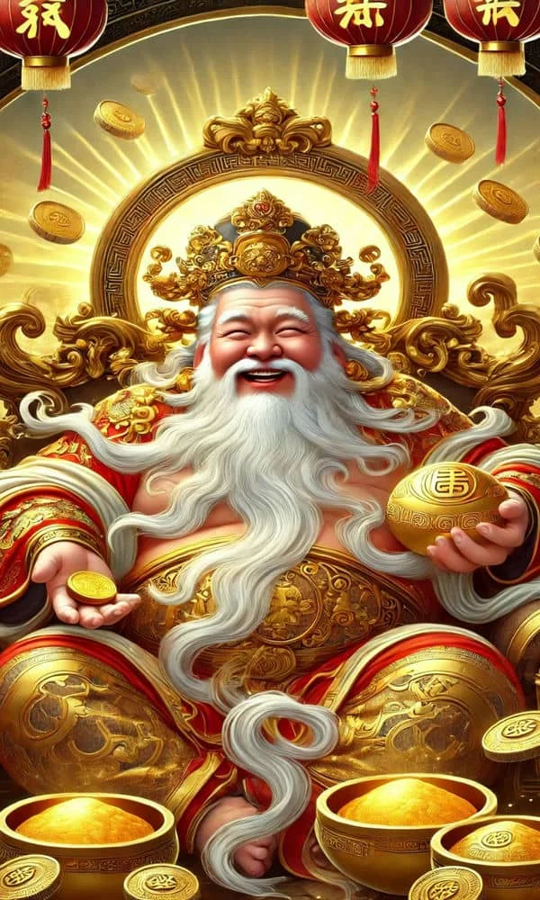 Hình nền thân tài cầm vàng 3