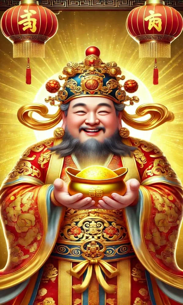 Hình nền thân tài cầm vàng 1