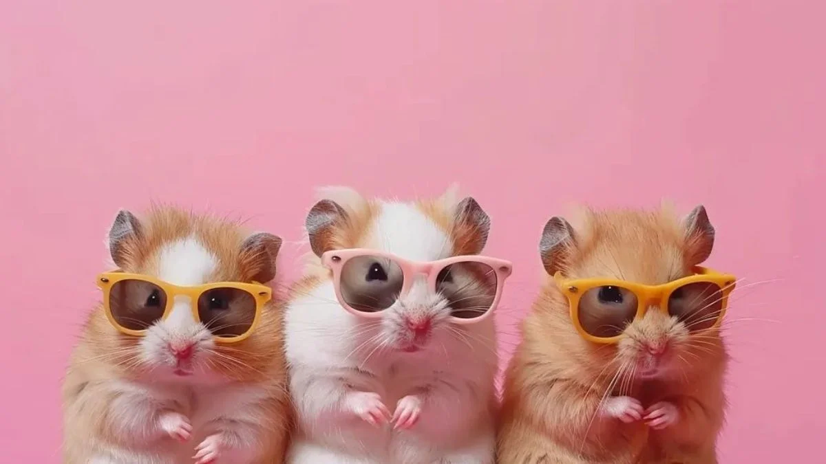 Hình nền laptop với ba chú chuột hamster đeo kính râm