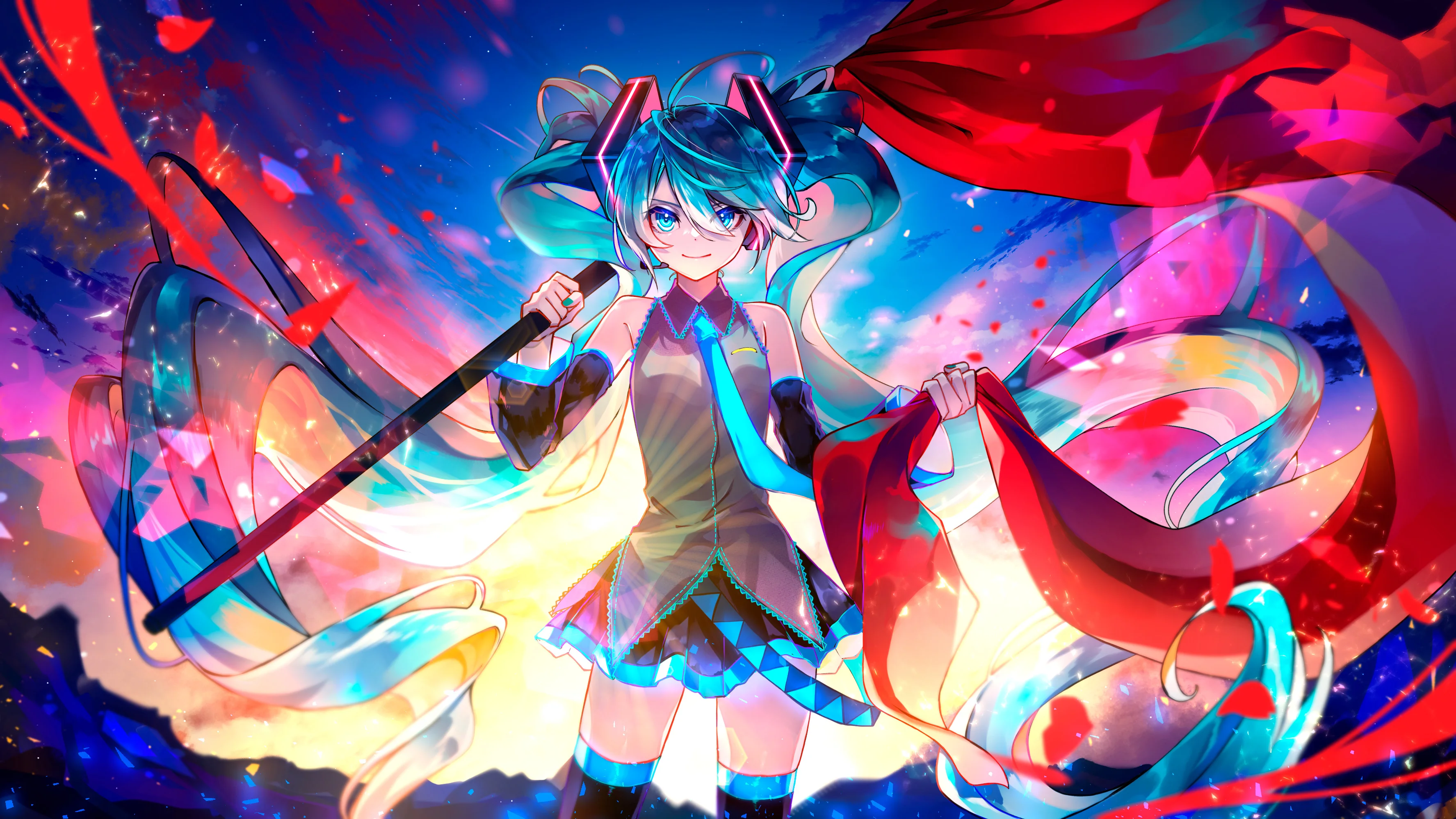 Hình Nền Anime 4K Hatsune Miku Rực Rỡ | 3550x1997 | Wallpaper Alchemy