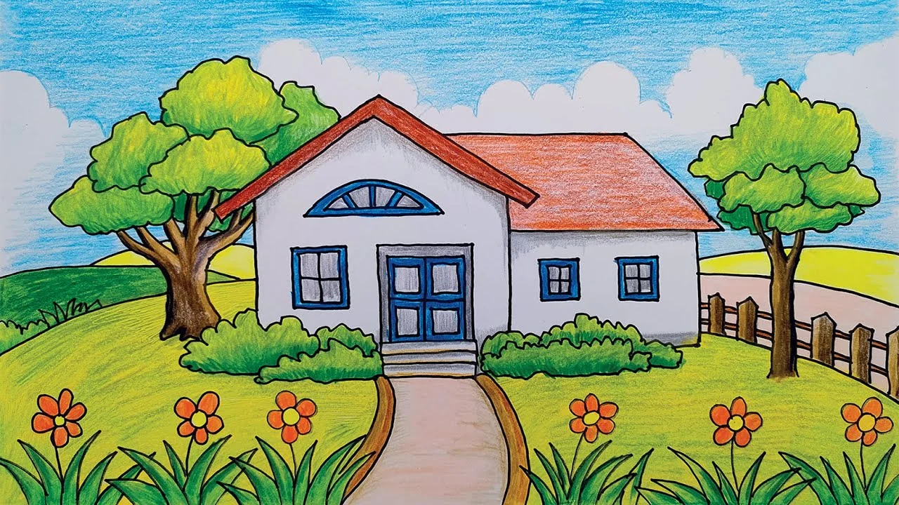 Vẽ Tranh Quê Hương Phong Cảnh Đẹp Đơn Giản, Dễ Vẽ