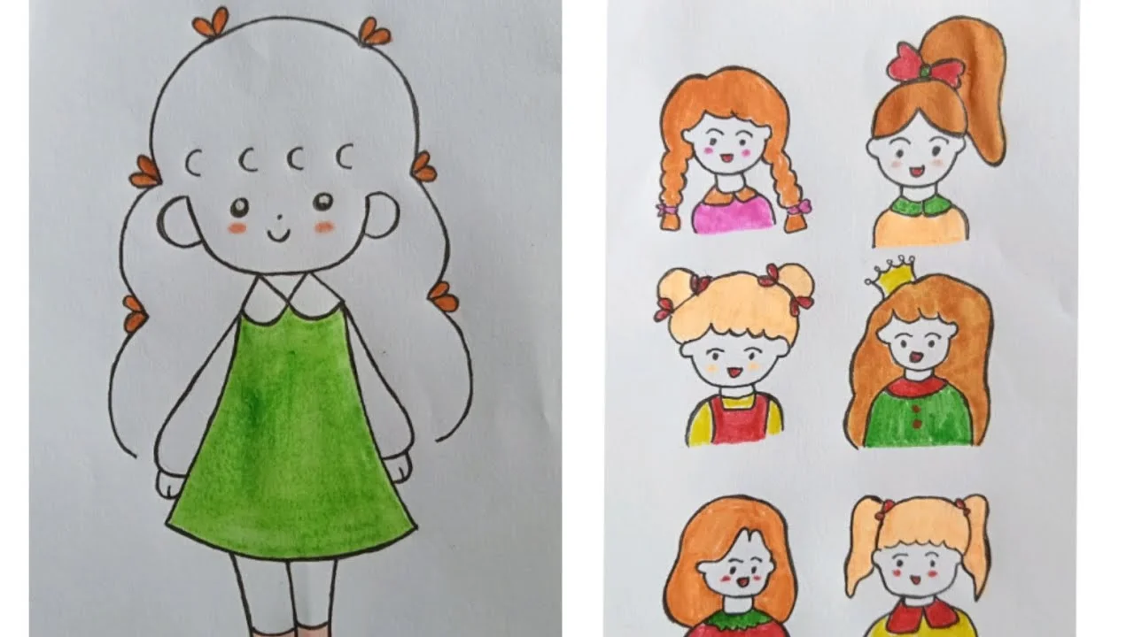 Cách vẽ bé gái đơn giản - #149 vẽ tranh cute đơn giản dễ thương