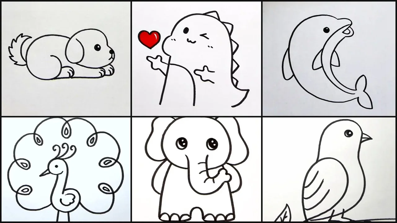 Vẽ hình con vật đơn giản, Vẽ tranh thư giãn mỗi ngày | Draw so cute #180