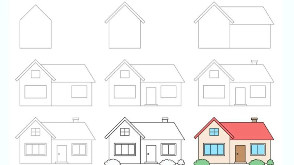 30+ cách vẽ ngôi nhà đẹp đơn giản chi tiết dễ vẽ nhất