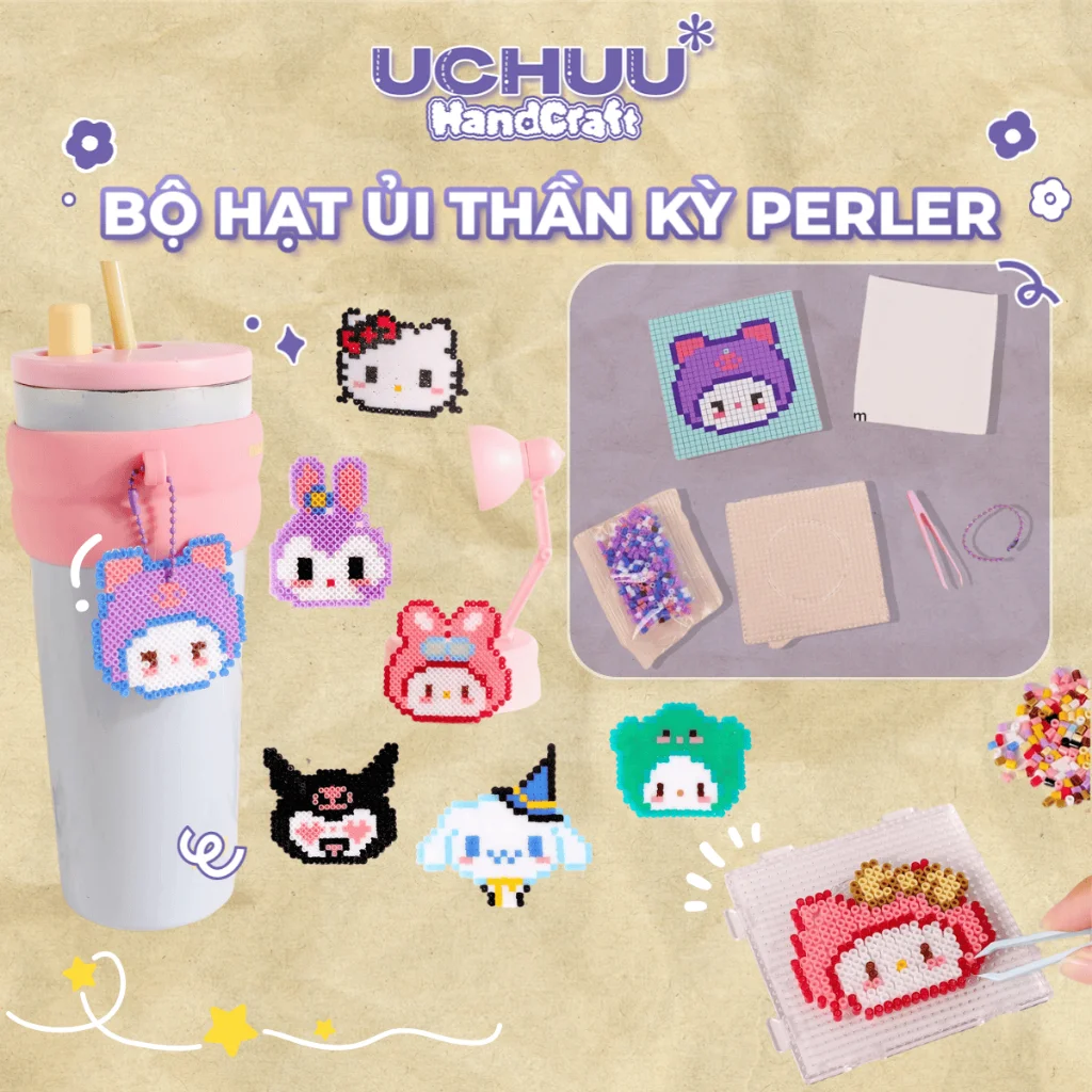 Bộ mẫu hạt nhựa ủi cute với các nhân vật hoạt hình xinh xắn dùng để trang trí thủ công