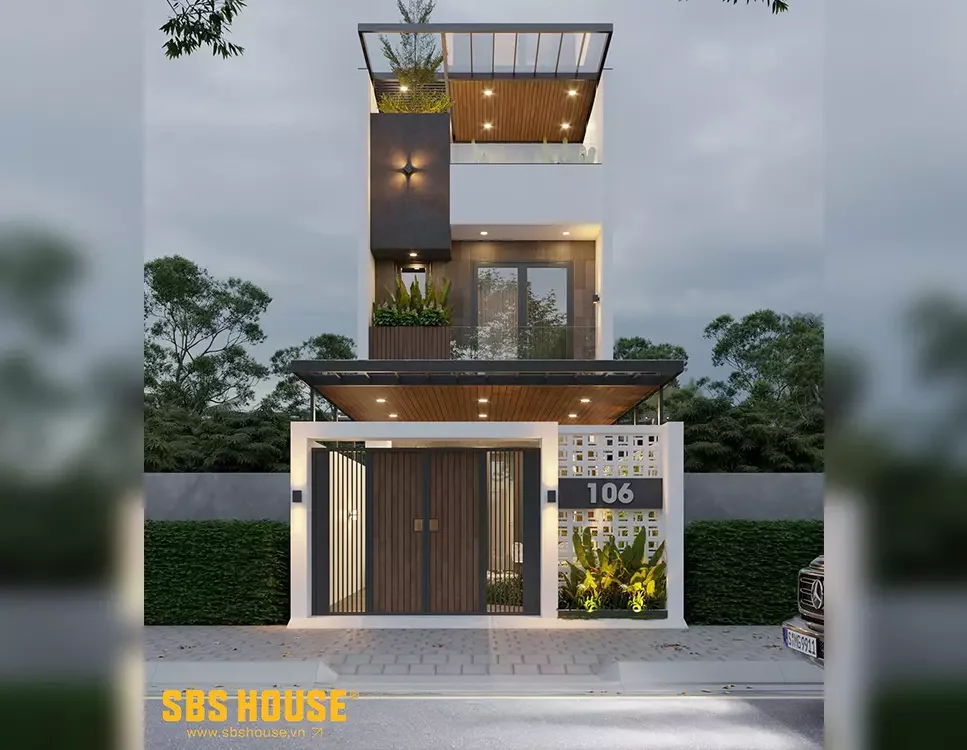 Nhà 2 tầng 1 tum hiện đại, tiện nghi