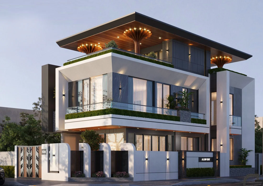 Tuyển chọn 30 mẫu nhà ống 2 tầng 2 mặt tiền đẹp hiện đại 2025 – Kiến Trúc HTK
