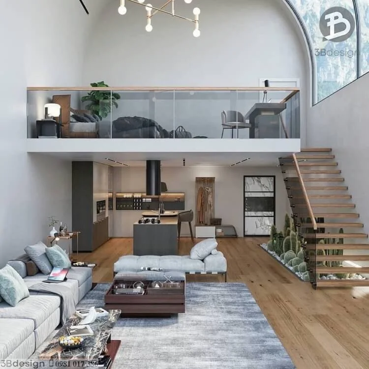 Mẫu thiết kế nội thất nhà cấp 4 gác lửng đẹp - 3B Design