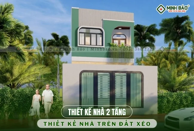Thiết Kế Nhà 2 Tầng Trên Đất Bị Xéo | Tối Ưu Công Nắng & Thẩm Mỹ