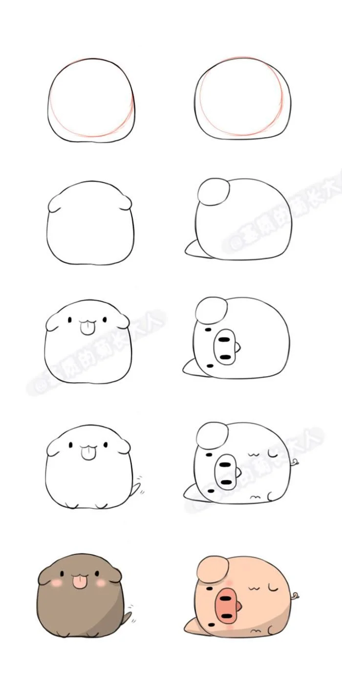 Các bước vẽ những nhân vật tròn đơn giản theo dạng hướng dẫn