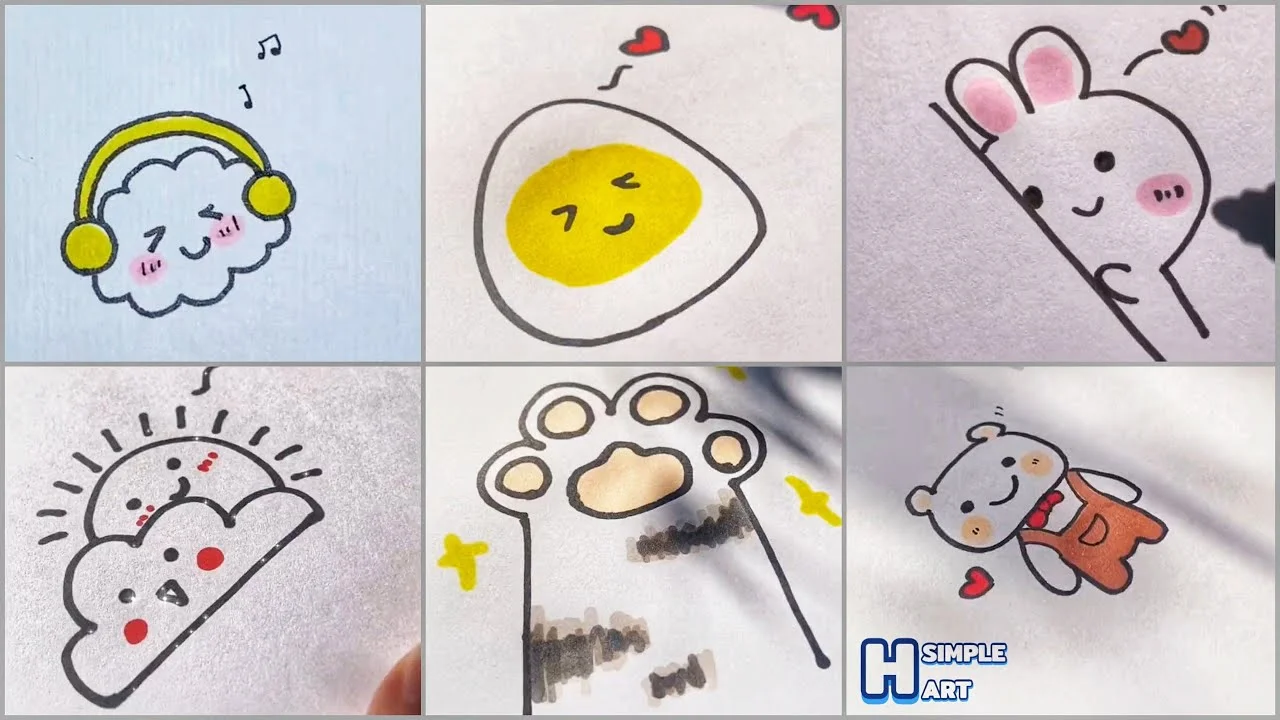 Các mẫu vẽ tranh đơn giản cute dễ thương cho người mới bắt đầu