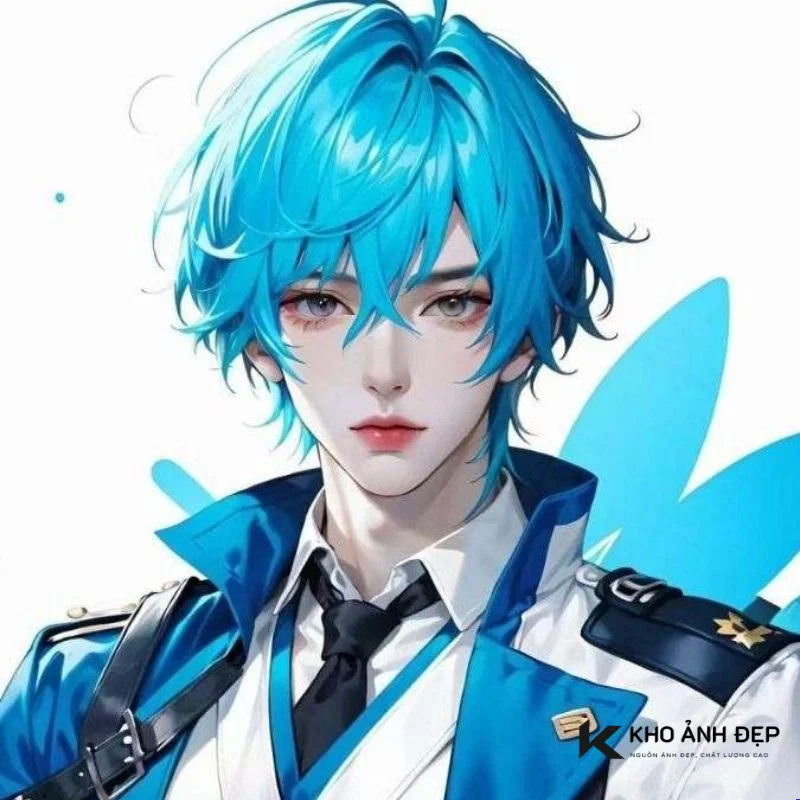 Ảnh nam ngầu lạnh lùng tóc xanh phong cách anime hiện đại