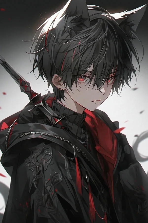 Nhân vật nam anime tóc đen phong cách nam ngầu lạnh lùng