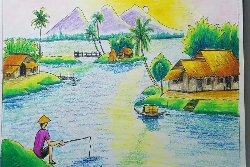 Vẽ tranh phong cảnh hình thức thể hiện vẻ đẹp của thiên nhiên, quê hương, thành phố, núi rừng, sông suối, biển trời… thông qua nét vẽ, màu sắc và cảm xúc của