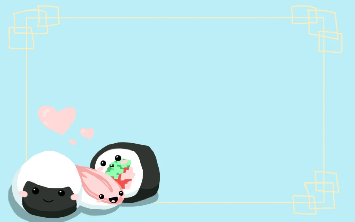 Hình nền powerpoint hoạt hình cơm nắm sushi dễ thương