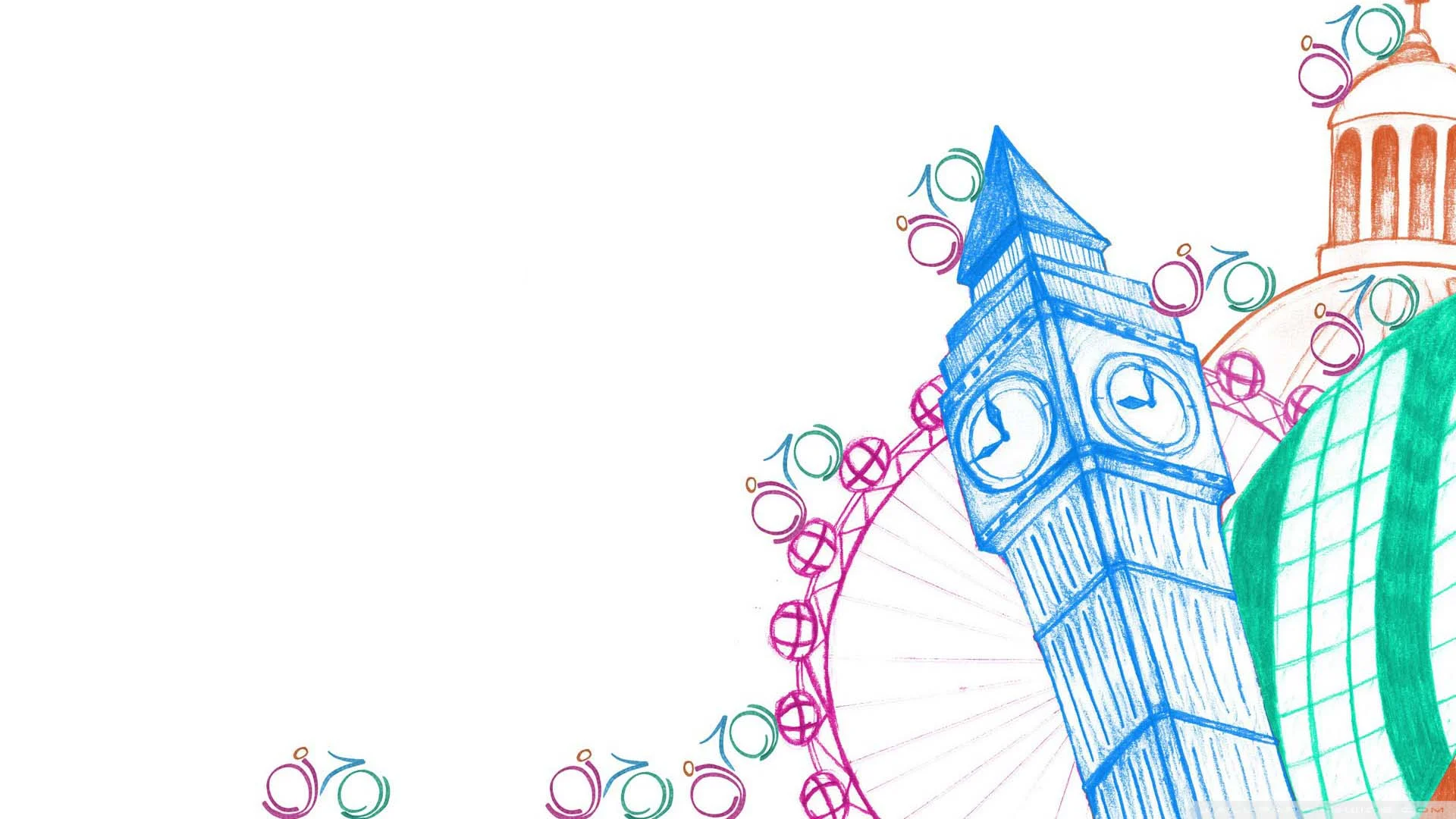 Hình nền powerpoint tháp đồng hồ Big Ben London vẽ tay