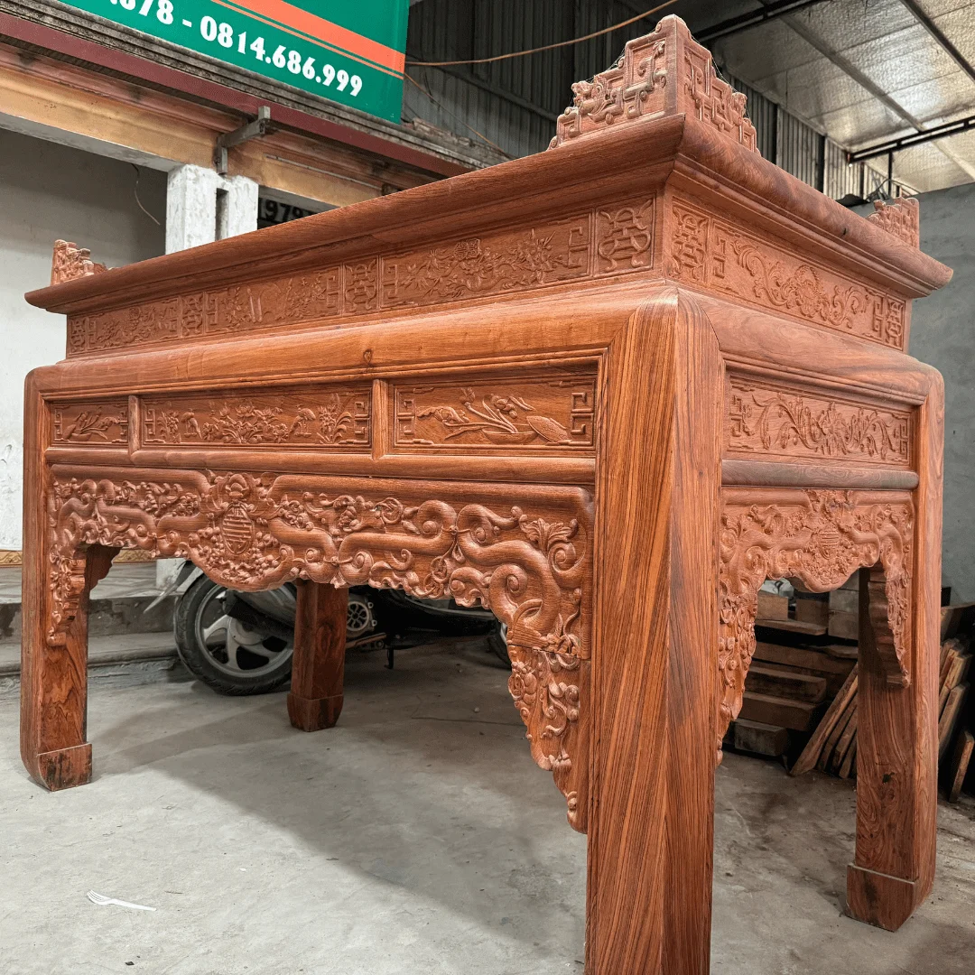 Bàn Thờ Gỗ Gụ Đục Mẫu Như Ý 97x197 cm