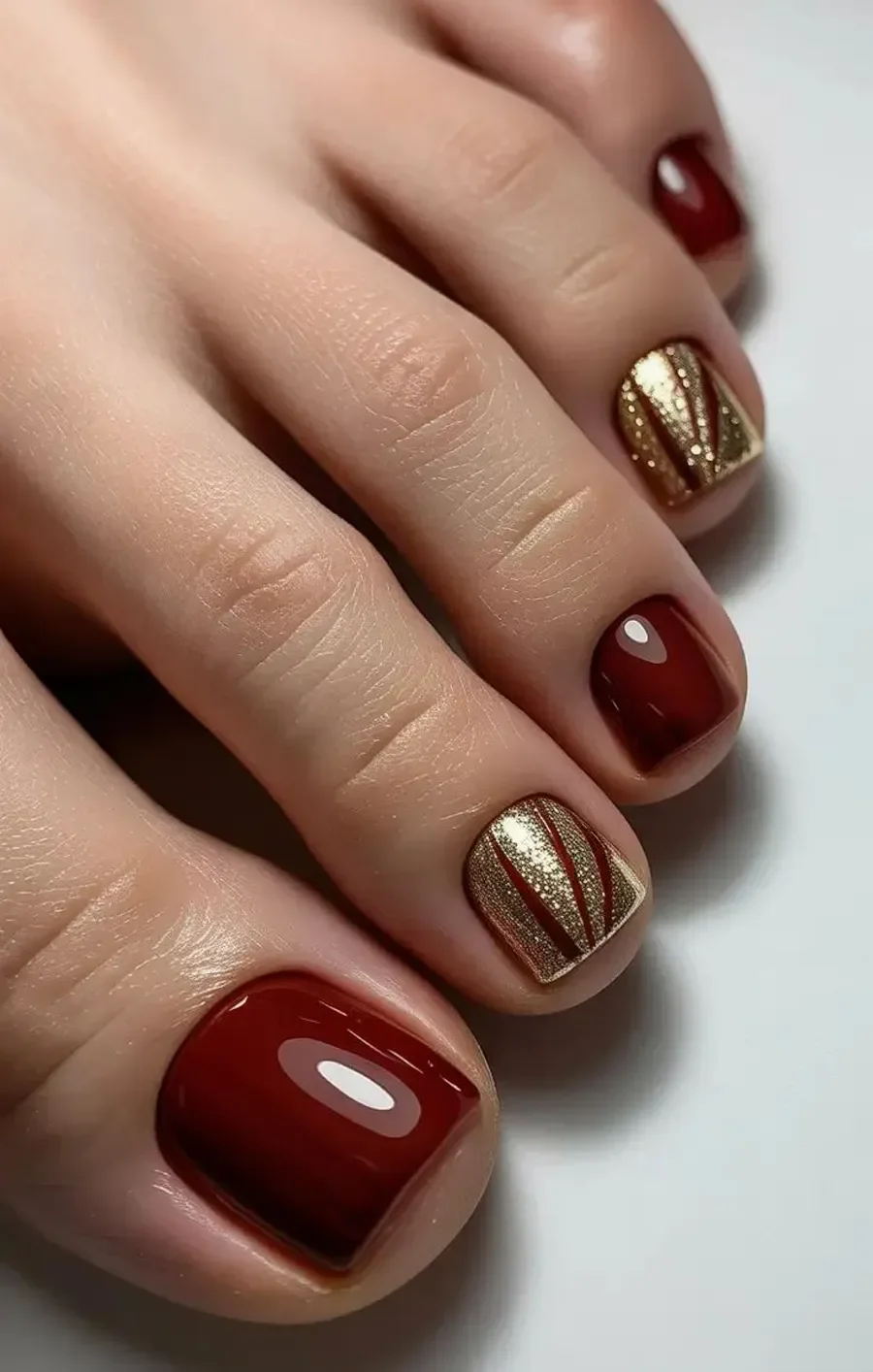 Mẫu nail chân đỏ Tết (4)