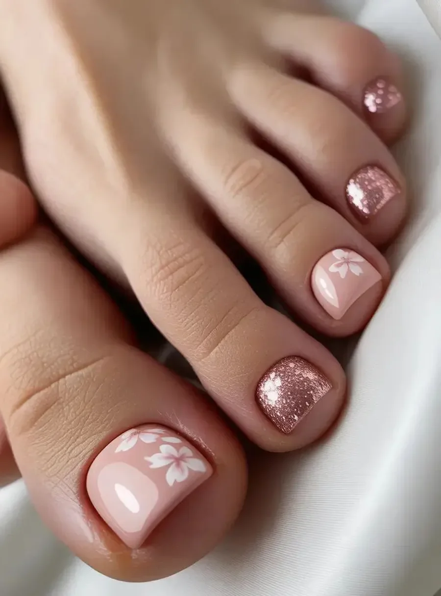 Mẫu sơn móng chân Tết hoa đào (2)