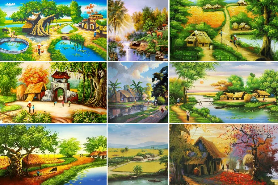 Bộ sưu tập tranh vẽ cảnh đẹp quê hương nhiều phong cảnh khác nhau