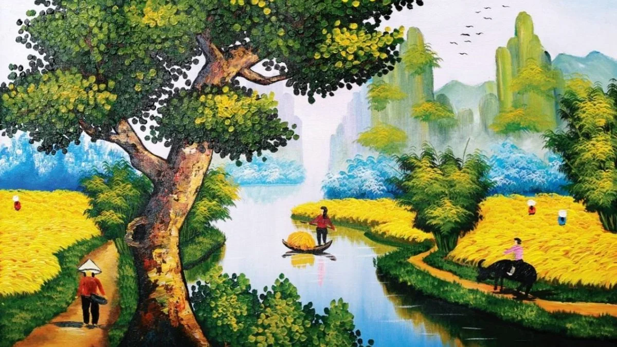 vẽ tranh quê hương đẹp