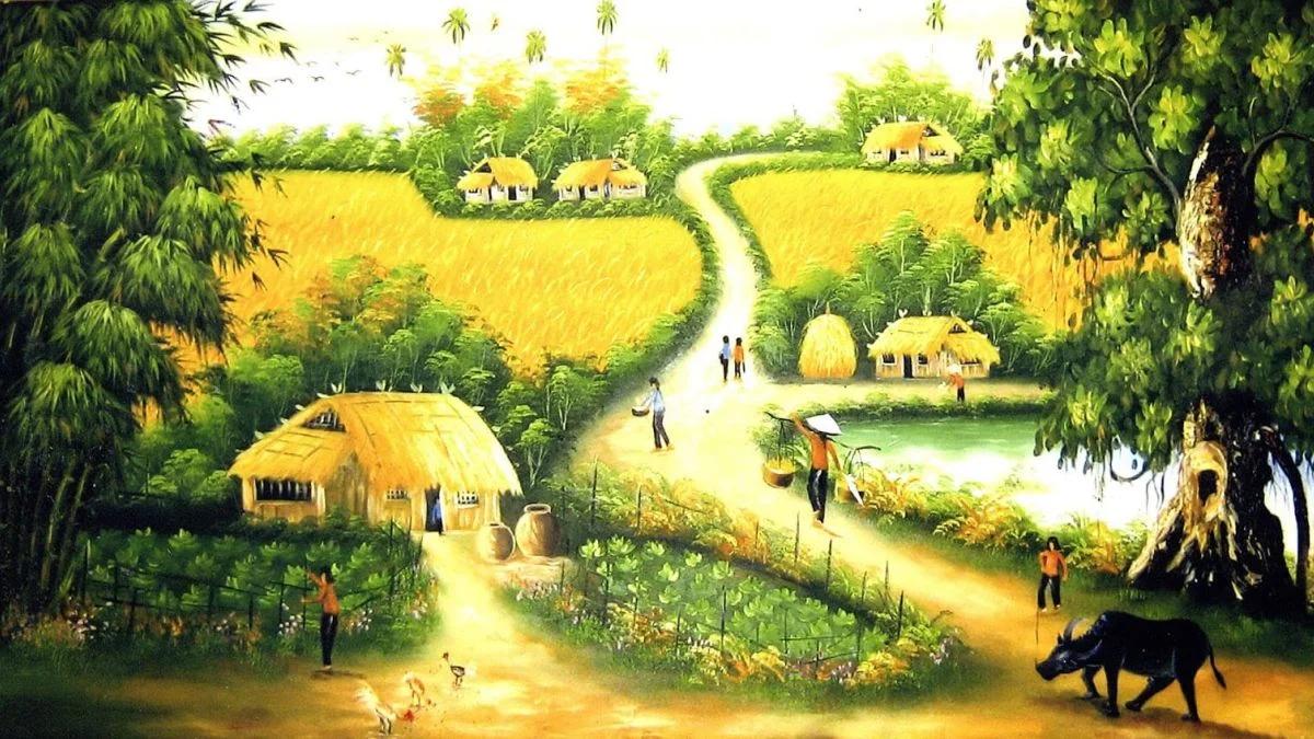 mẫu hình ảnh vẽ tranh quê hương
