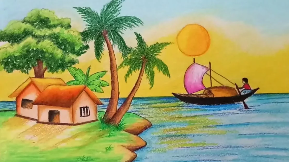 mẫu hình ảnh vẽ tranh quê hương 4k