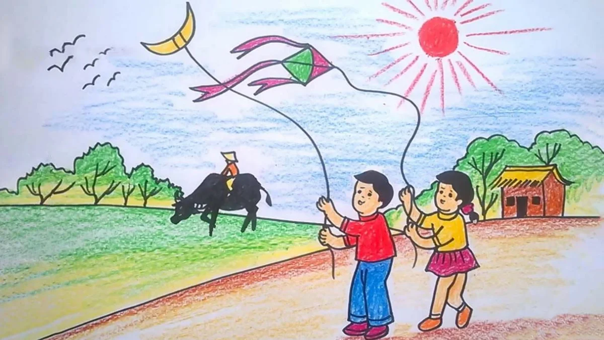 ảnh vẽ tranh quê hương thân thiện