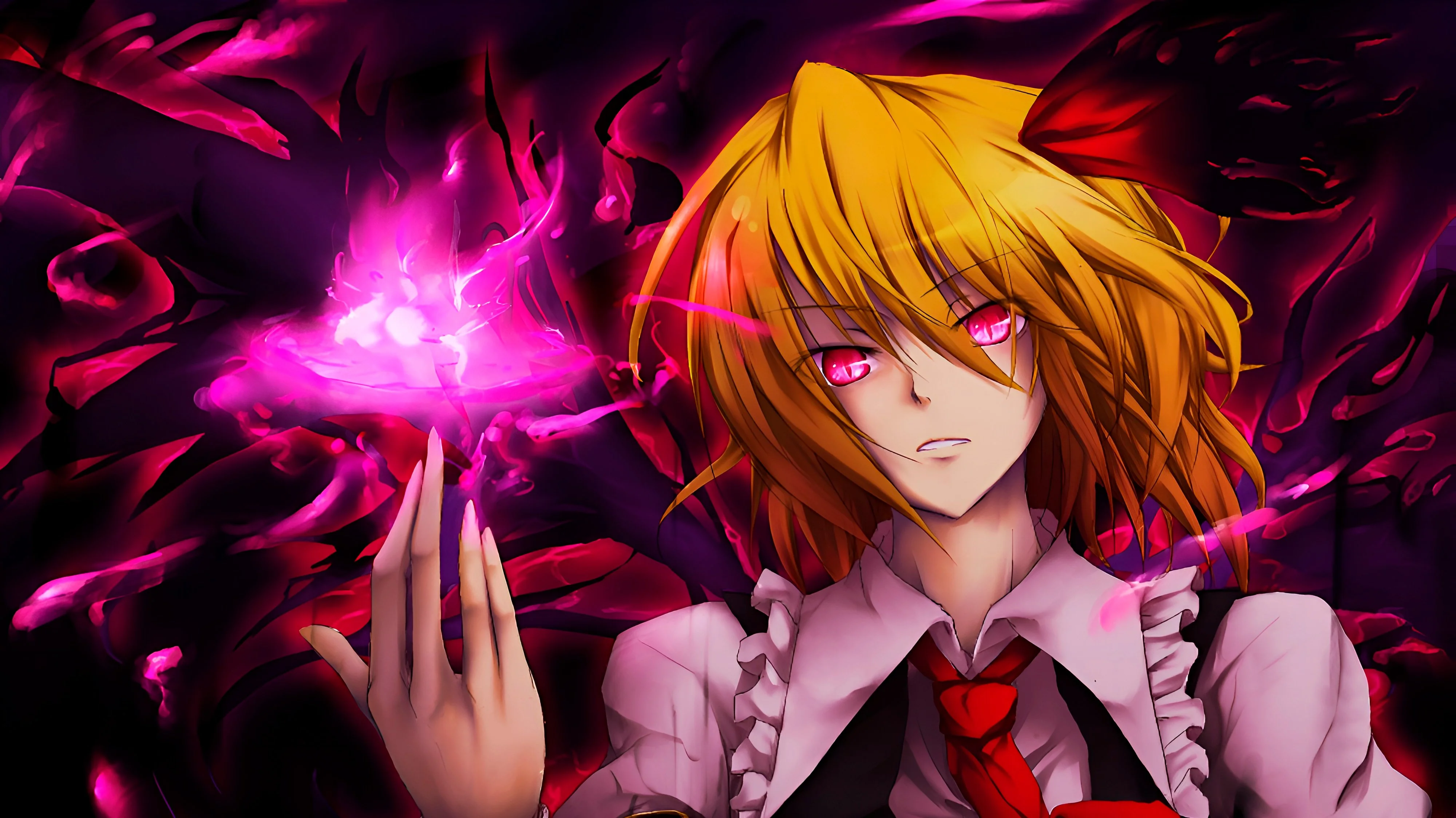 Hình nền 4K Cô gái Anime Phép thuật Đỏ thẫm | 4000x2250 | Wallpaper Alchemy