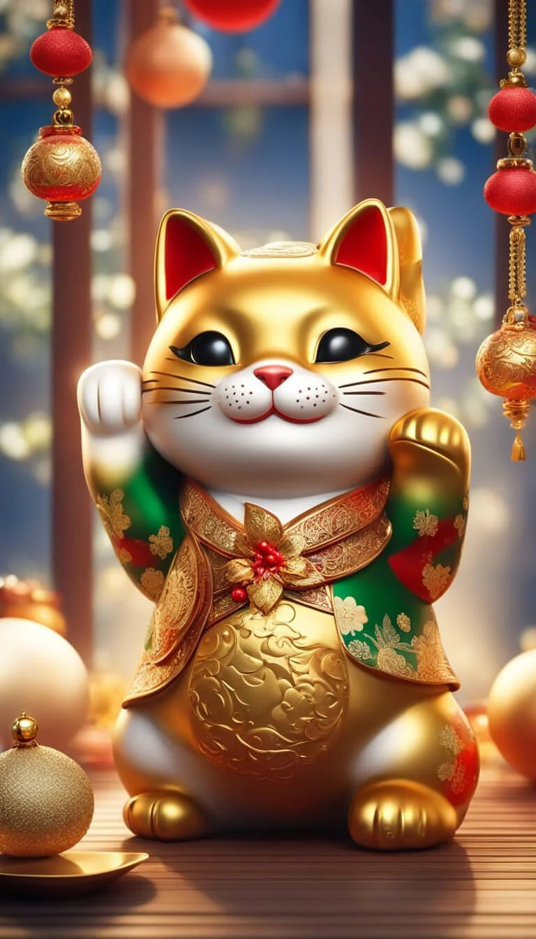 hình nền may mắn mèo thần tài