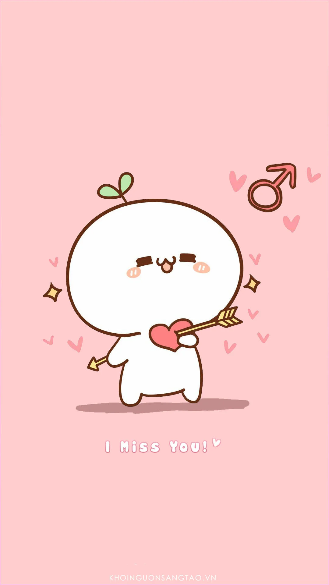 Hình nền cute nhân vật hoạt hình Quby đáng yêu với thông điệp I Miss You