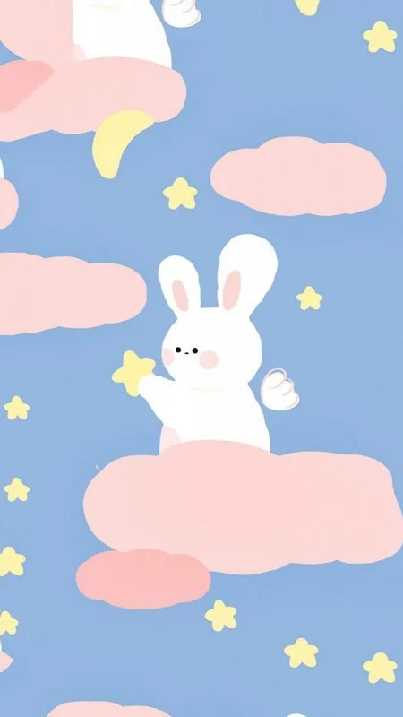 hình nền cute thỏ trên mây