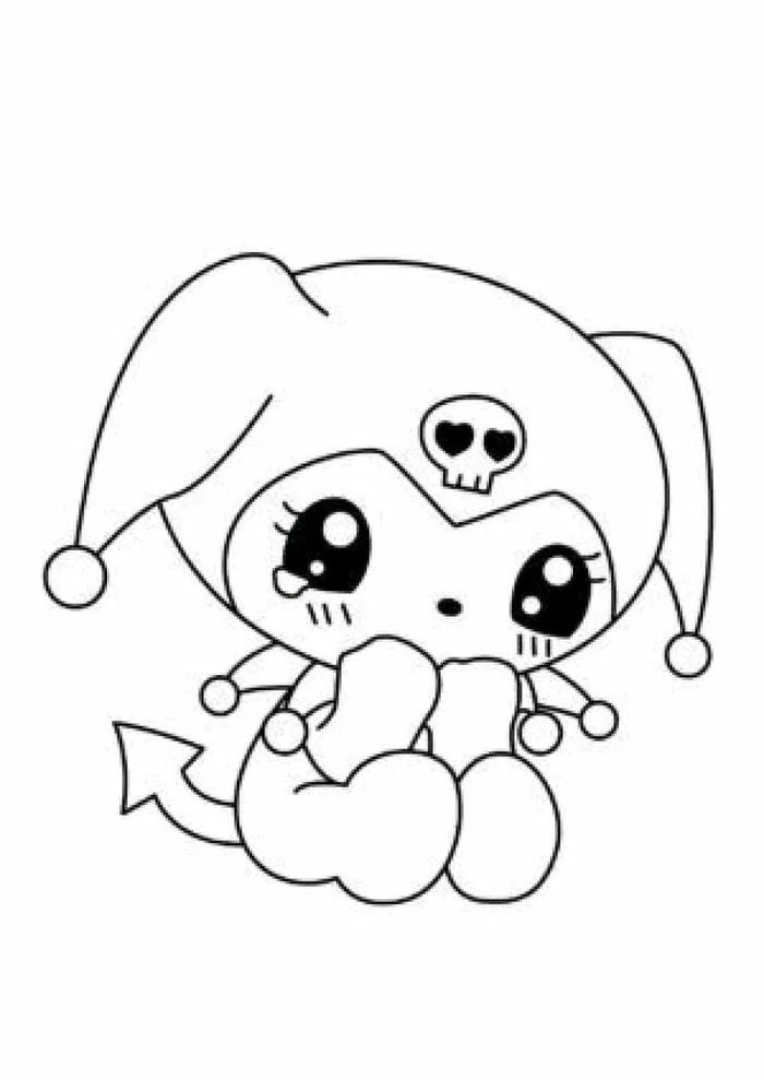 Tranh tô màu Kuromi biểu cảm dễ thương cho bé