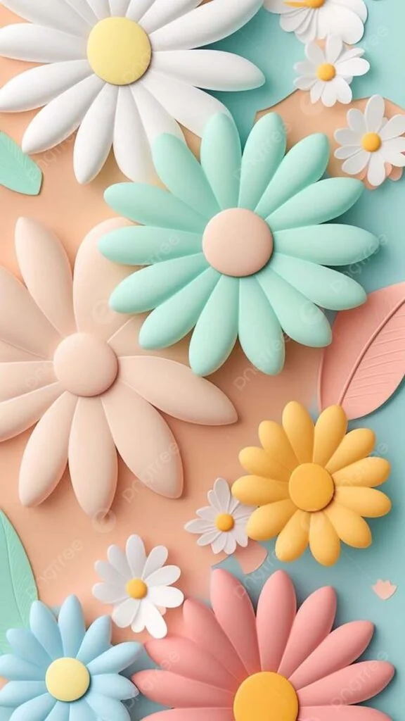 Hình nền iPad họa tiết hoa 3D màu pastel