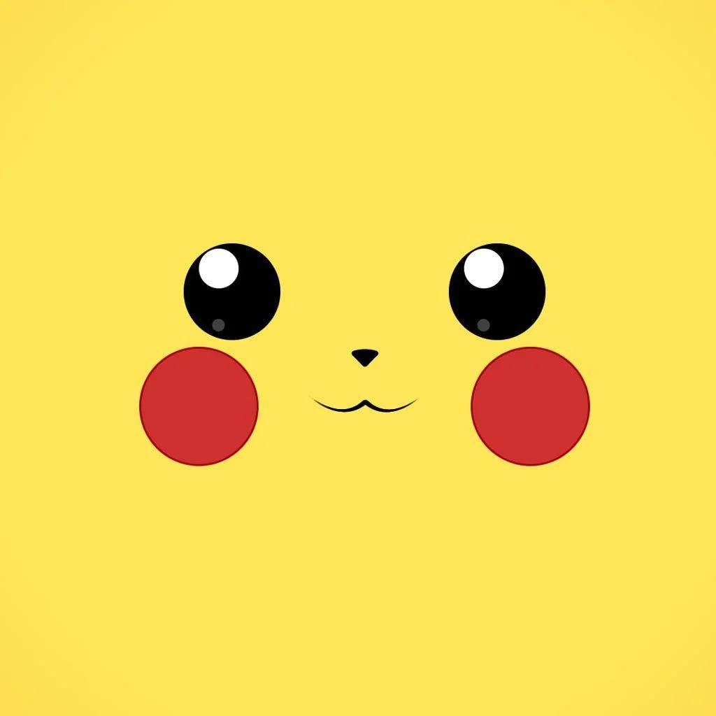 Hình nền iPad mặt Pikachu tối giản màu vàng
